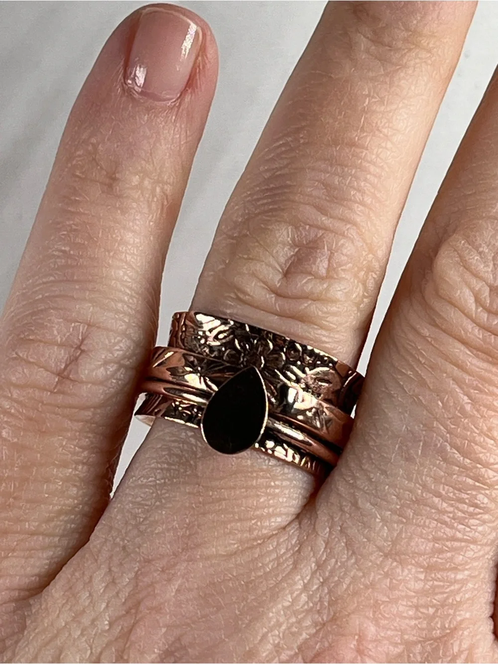 Solid Copper Spinner Meditation Band Ring Size 7.5